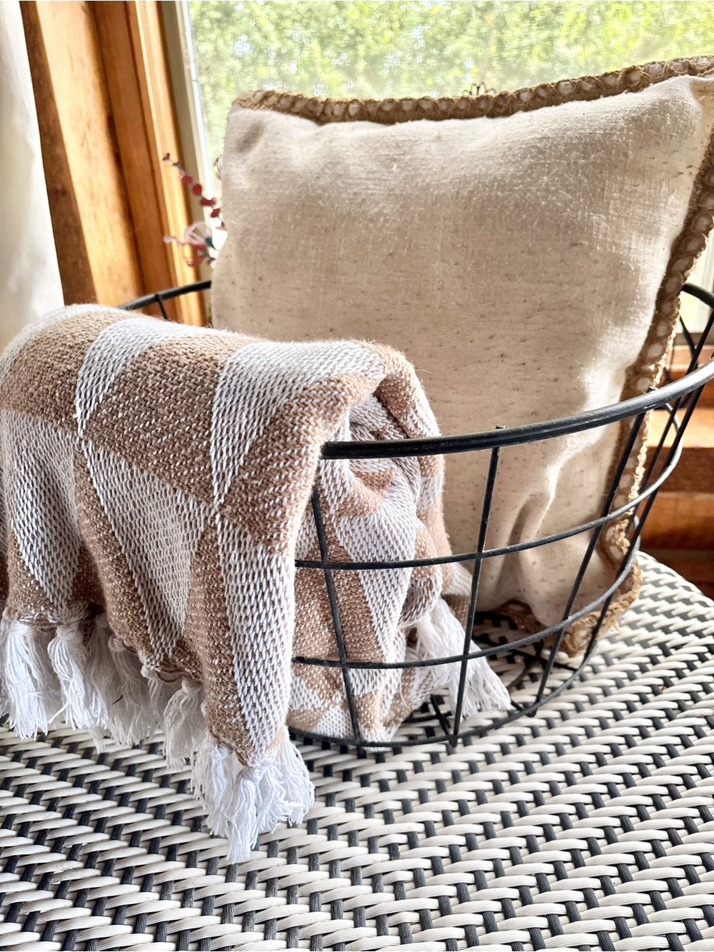 Vintage farmhouse metal basket